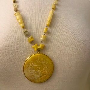 Vintage etched stone necklace